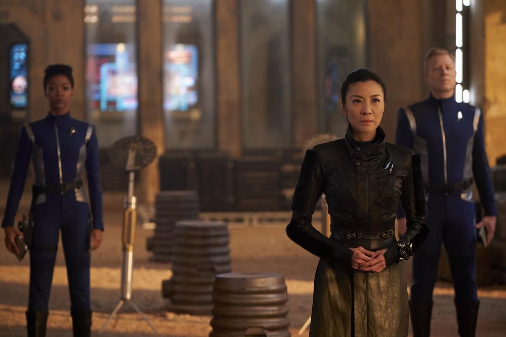 Michelle Yeoh, Sonequa Martin Green und Anthony Rapp in Star Trek: Discovery. Foto: CBS